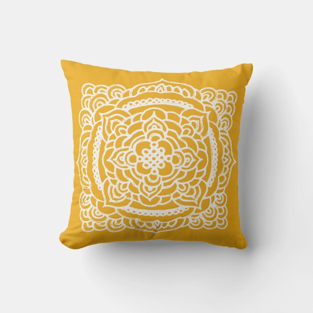 Oreiller Jaune Jaune De Tracery Blanc (Recto)