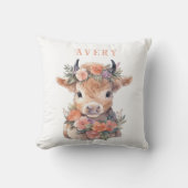 oreiller jetable à l'aquarelle de vache Highland (Recto)