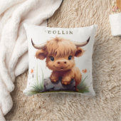 oreiller jetable à l'aquarelle de vache Highland (Couverture)