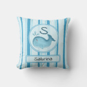 Oreiller jetable Baleine Bébé Mignon Rayures Bleue (Recto)