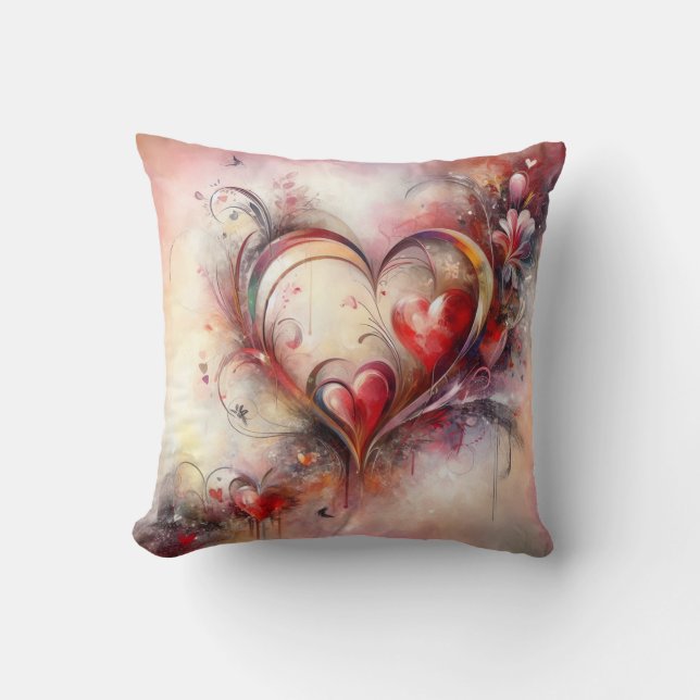 Oreiller jetable coeurs abstraits (Recto)