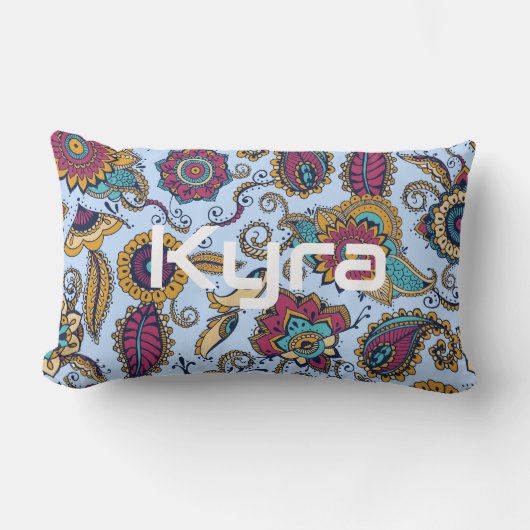 Oreiller jetable coloré Paisley avec nom (Recto)