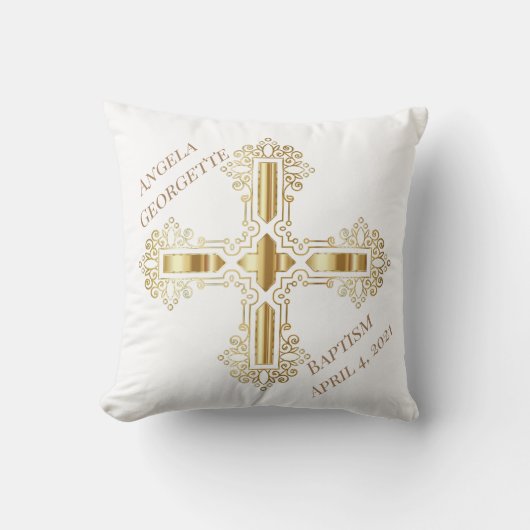 Oreiller jetable Croix Chrétienne Blanche et Or (Recto)
