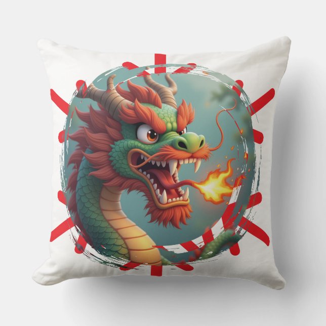 Oreiller jetable Dragon Et Feu (Recto)