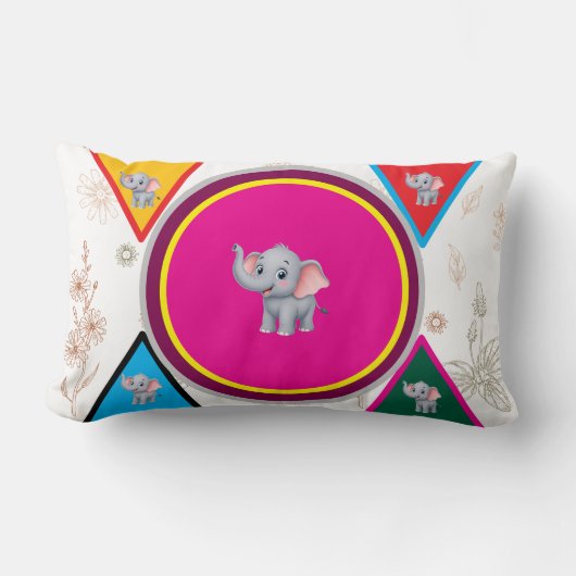 Oreiller jetable géométrique éléphant mignon pour (Recto)