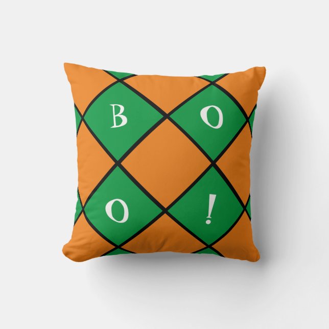 Oreiller jetable Halloween orange et vert boo (Recto)