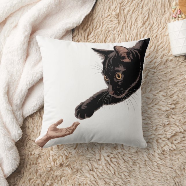 Oreiller jetable Minimal Chat Noir & Lien Humain (Couverture)