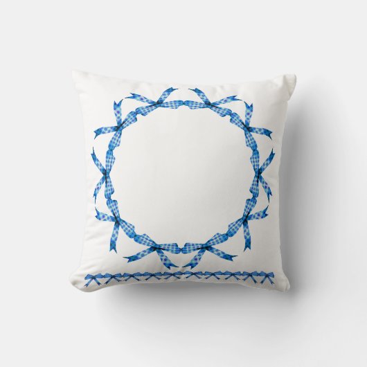 Oreiller jeté à couronne de ruban bleu (Recto)