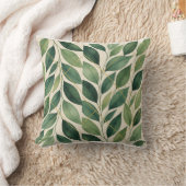 Oreiller jeté à feuilles d'aquarelle botanique | V (Couverture)