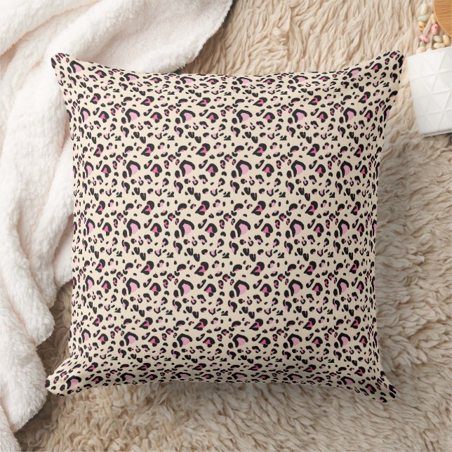 Oreiller jeté à imprimé léopard rose chic (Couverture)