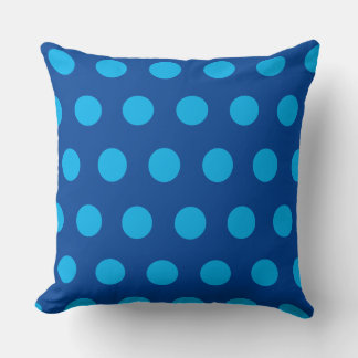 Oreiller jeté à monogramme à pois bleus