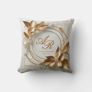 Oreiller jeté à monogramme de mariage botanique do