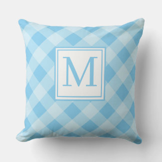Oreiller jeté à monogramme initial à motif gingham