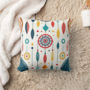 Oreiller jeté à motif attrape-rêves boho