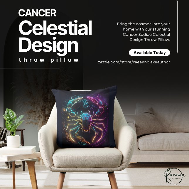 Oreiller jeté à motif céleste du zodiaque Cancer (Créateur téléchargé)