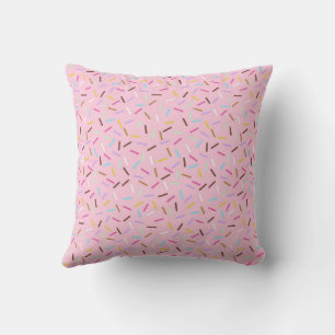 Oreiller jeté à motif d'aspersion de donut rose ar
