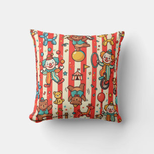 Oreiller jeté à motif de ballon de clown de cirque