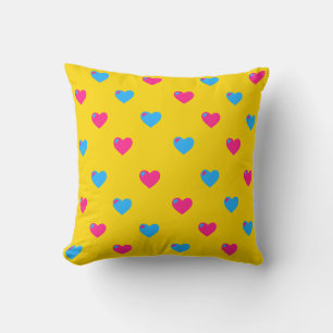 Oreiller jeté à motif de cœurs moyens Pan Pride
