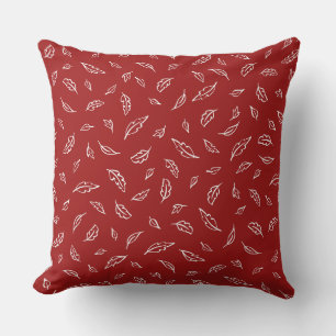 Oreiller jeté à motif de feuille blanche