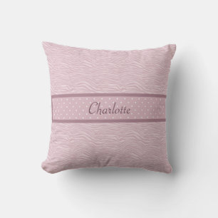 Oreiller jeté à motif exotique rose zèbre et à poi
