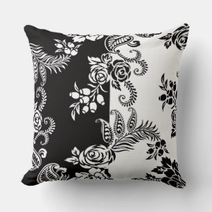 Oreiller jeté à motif floral monochrome moderne