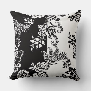 Oreiller jeté à motif floral monochrome moderne