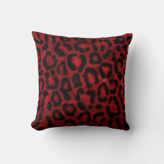 Oreiller jeté à motif imprimé léopard rouge