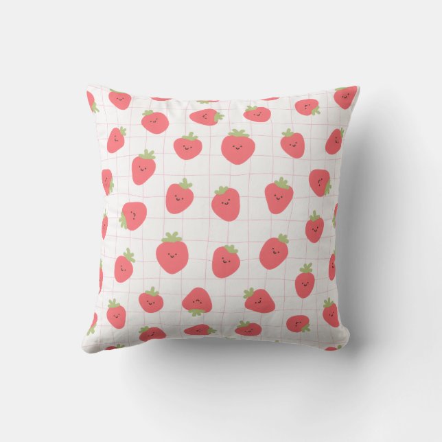 Oreiller jeté à motif mignon de fraises (Verso)