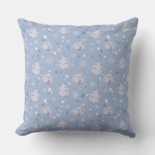 Oreiller jeté à motif mouton bleu kawaii