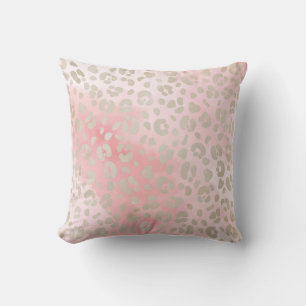 Oreiller jeté à motif rose léopard