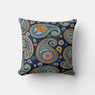 Oreiller jeté à motifs Paisley pour canapé divan