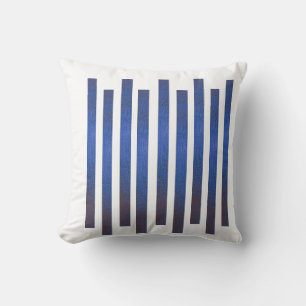Oreiller jeté à rayures aquarelles bleu marine mod