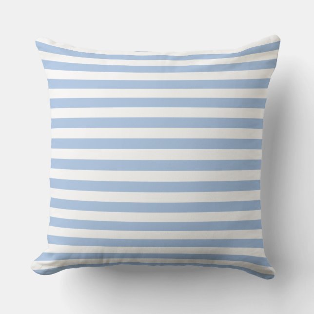 Oreiller jeté à rayures bleu clair et blanc (Recto)