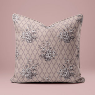 Oreiller jeté à toile florale vintage en beige ros