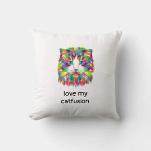 Oreiller jeté abstrait Love My Catfusion pour chat