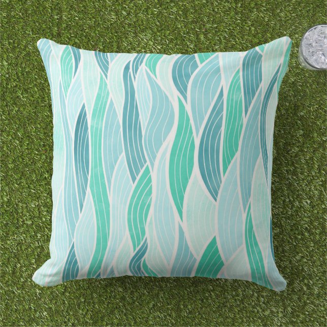 Oreiller jeté abstrait vert pastel (Herbe)