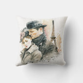 Oreiller jeté Amour à l'aquarelle pour couples à P (Verso)