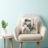 Oreiller jeté Amour à l'aquarelle pour couples à P (Chaise)