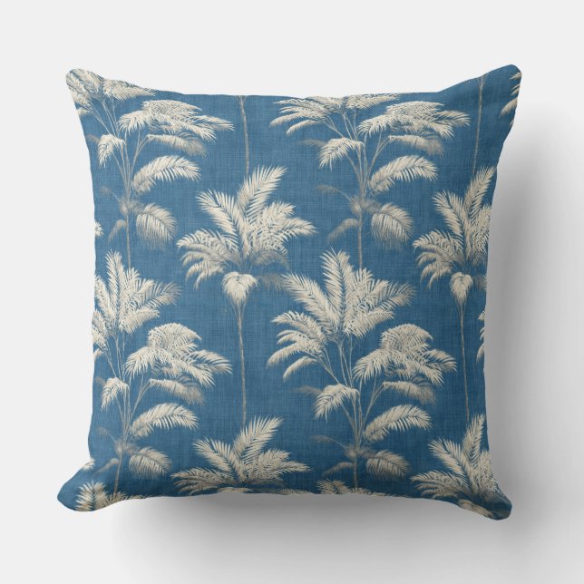 Oreiller jeté arbre palm bleu (Recto)