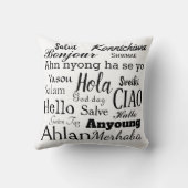 Oreiller jeté avec art de mots « Bonjour » dans di (Verso)