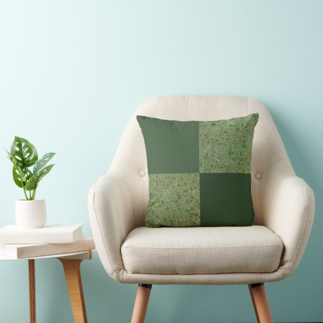 Oreiller jeté avec blocs éclaboussés de vert (Chaise)