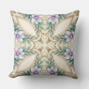 Oreiller jeté avec cadre floral décoratif et perle