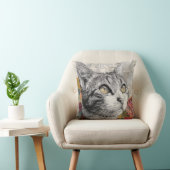 Oreiller jeté avec impression de chat mignon (Chaise)