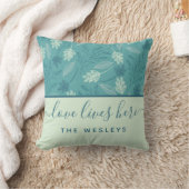 Oreiller jeté avec nom de famille "L'amour vit ici (Couverture)