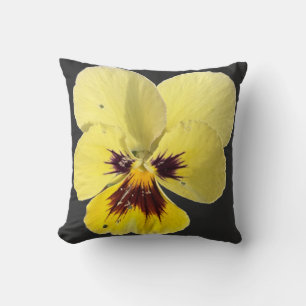 Oreiller jeté avec photo de fleur de pensée jaune