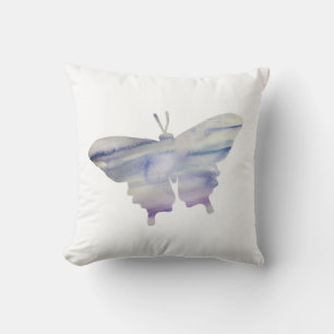 Oreiller jeté avec silhouette de papillon violet p