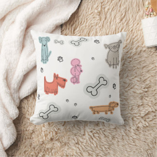 Oreiller jeté bébé chiens de dessin animé mignons