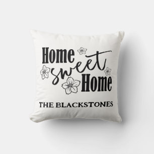 Oreiller jeté blanc Home Sweet Home