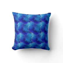 Oreiller jeté bleu art