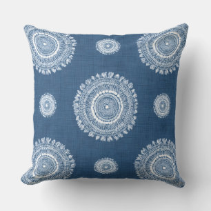 Oreiller jeté bleu boho
